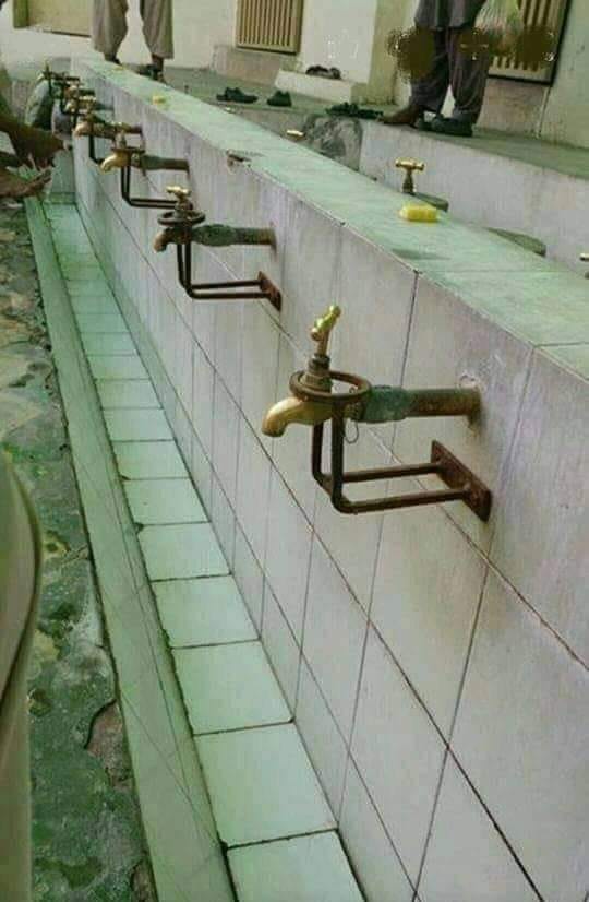 Taps secured against theft in a Mosque ablution area